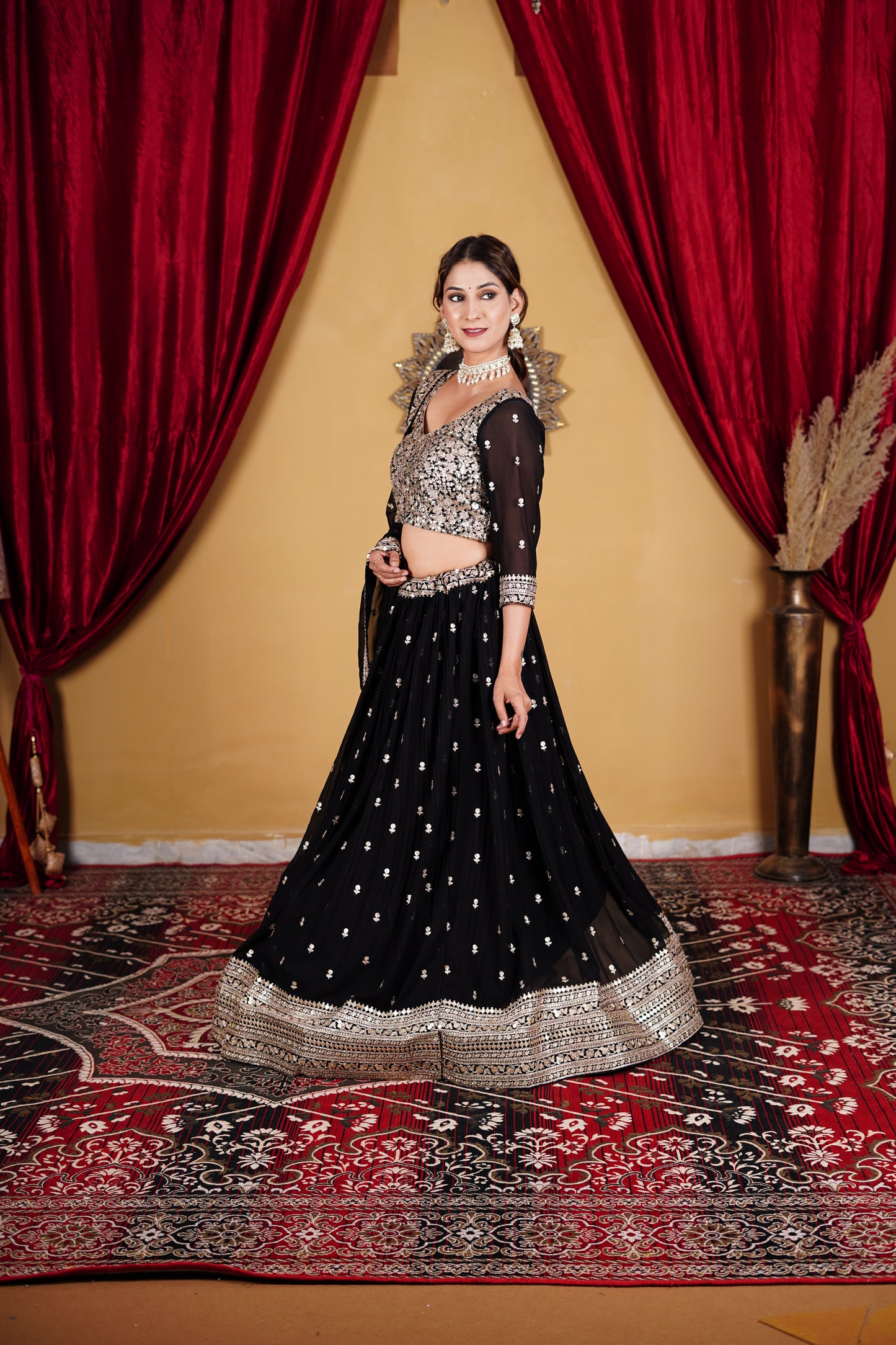 Black Designer Lehenga