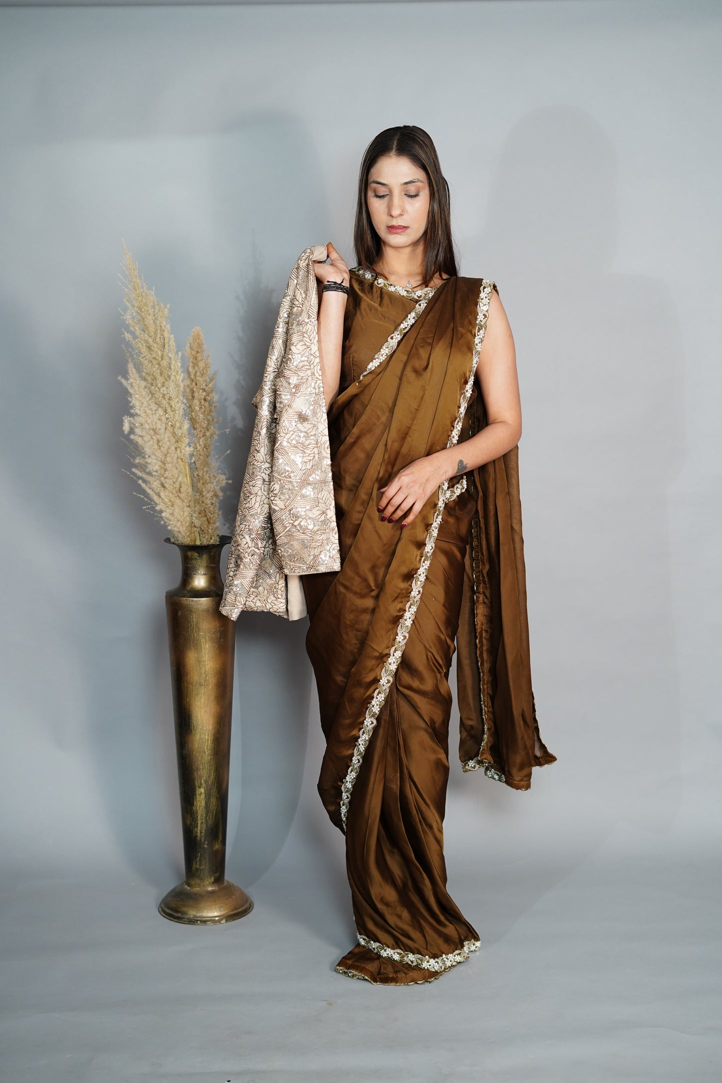 Saree with designer jacket