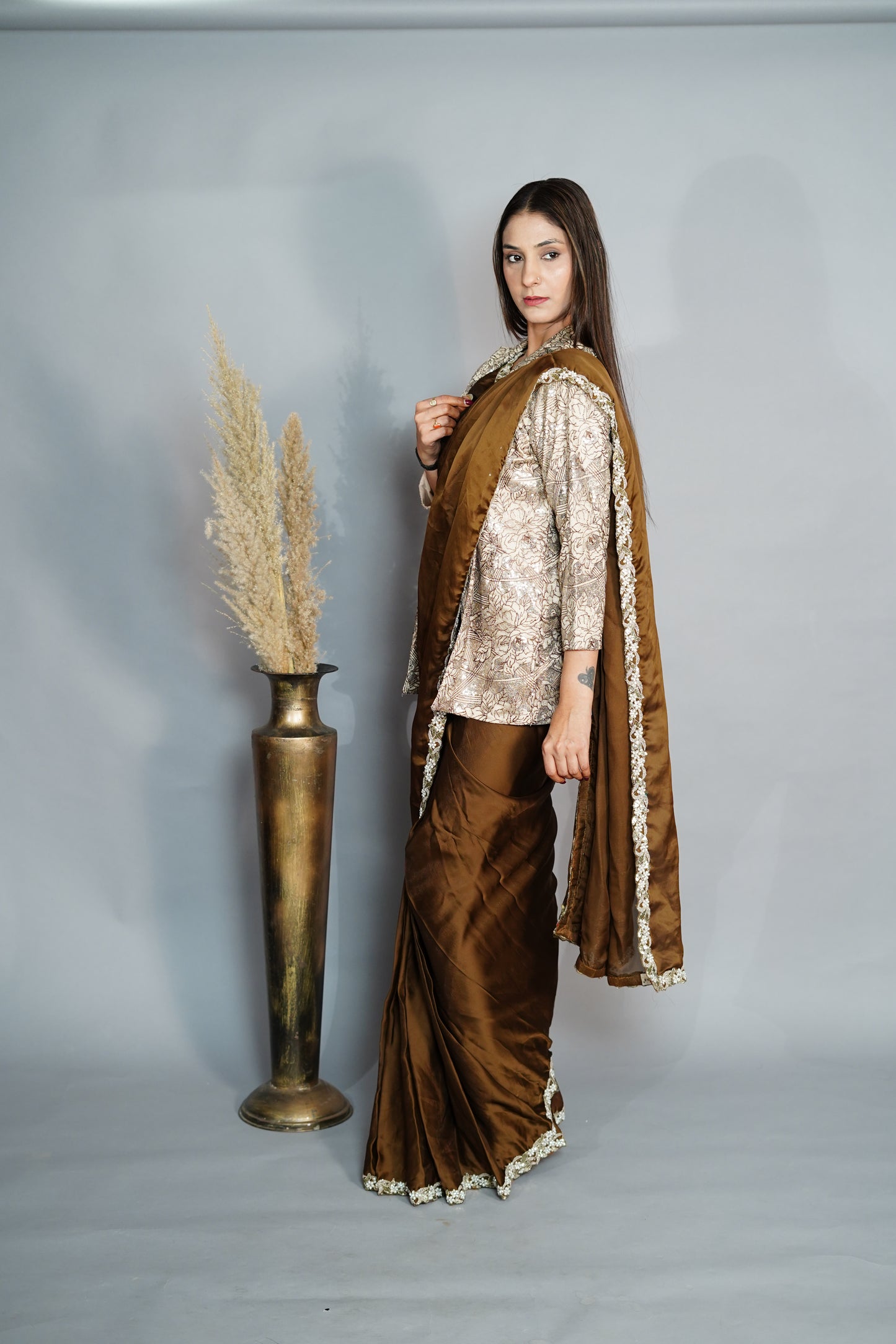 Saree with designer jacket