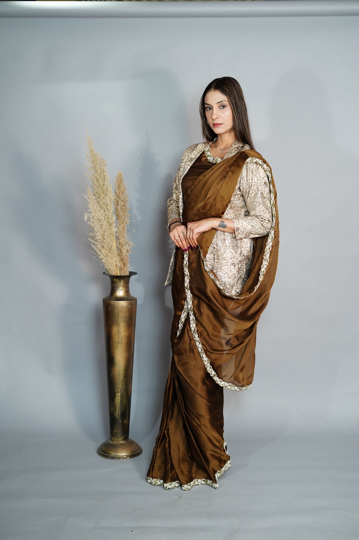Saree with designer jacket