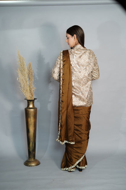 Saree with designer jacket