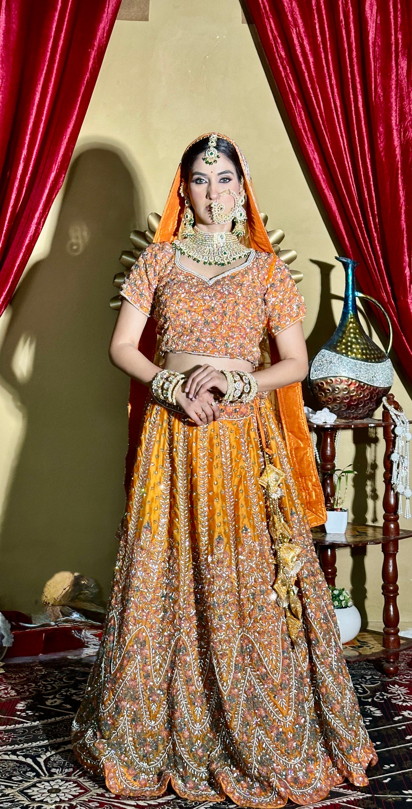 bridal Lahnga orange