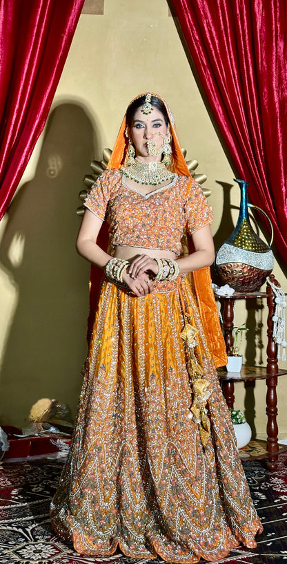 bridal Lahnga orange