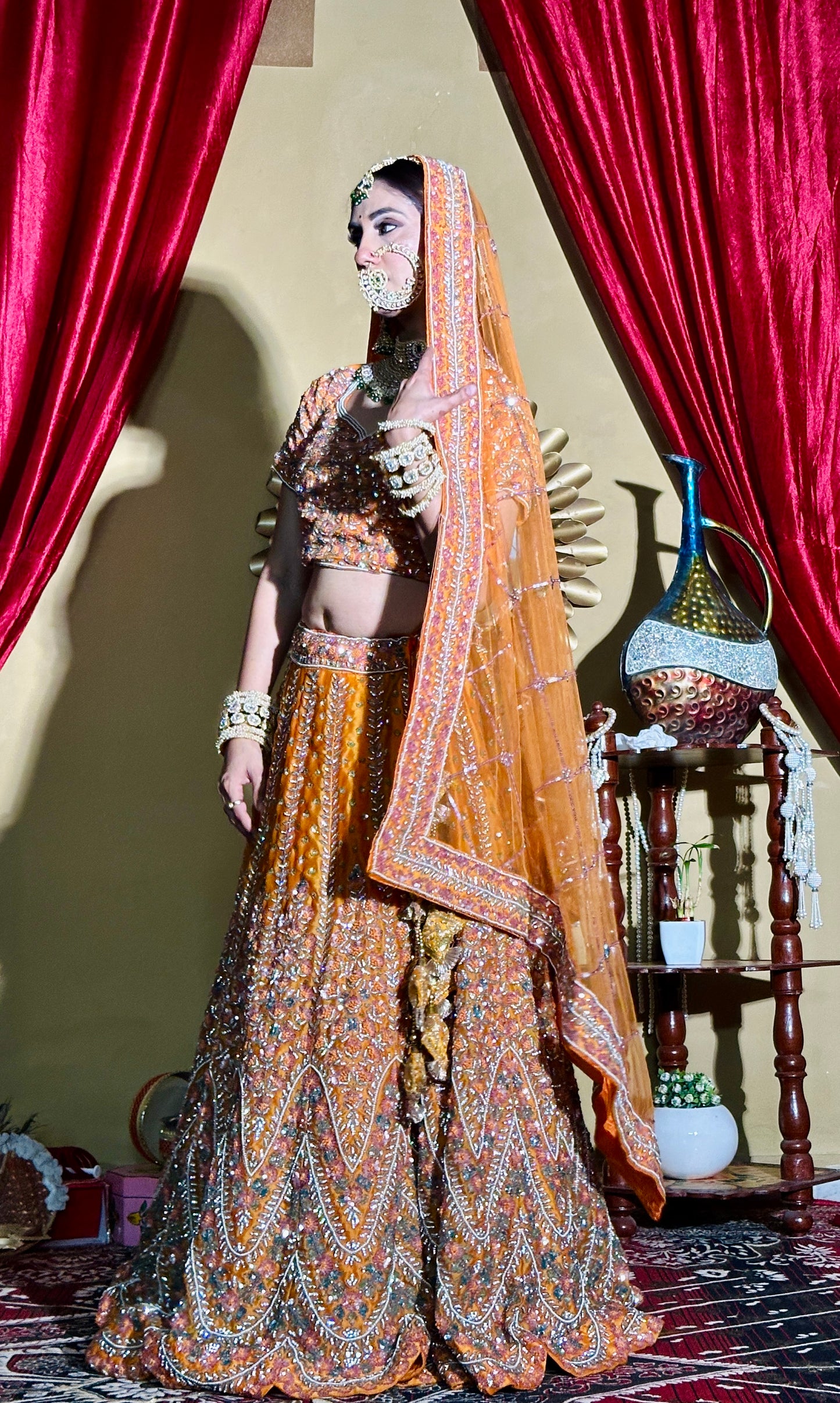 bridal Lahnga orange