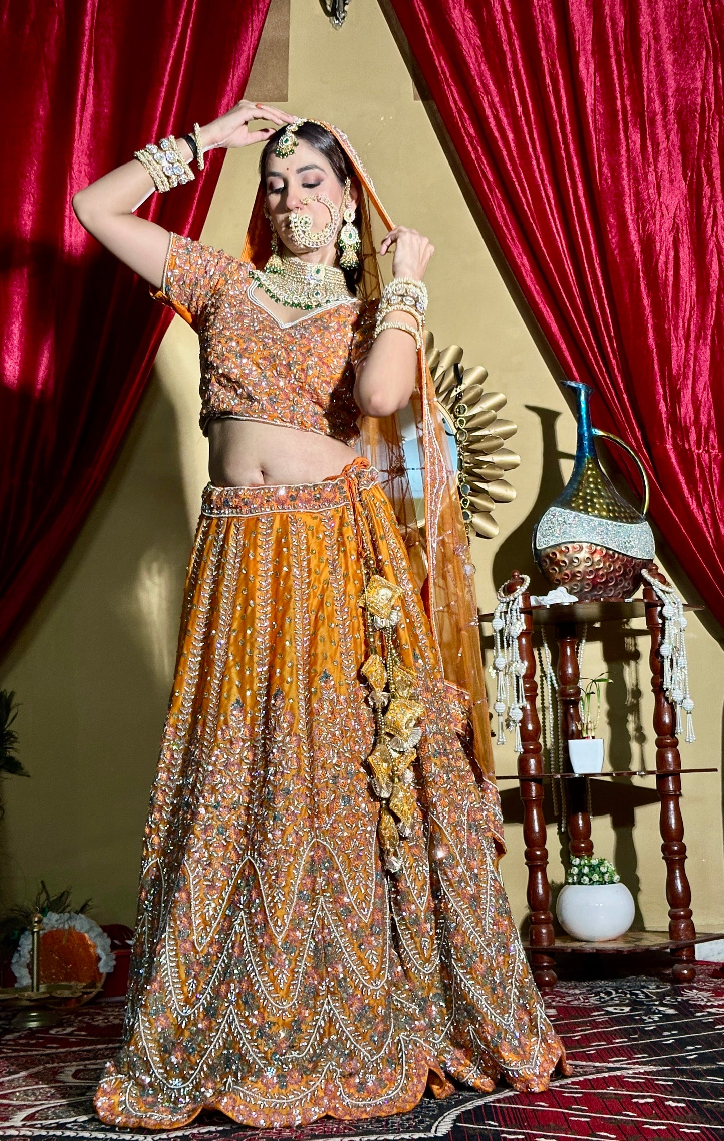 bridal Lahnga orange