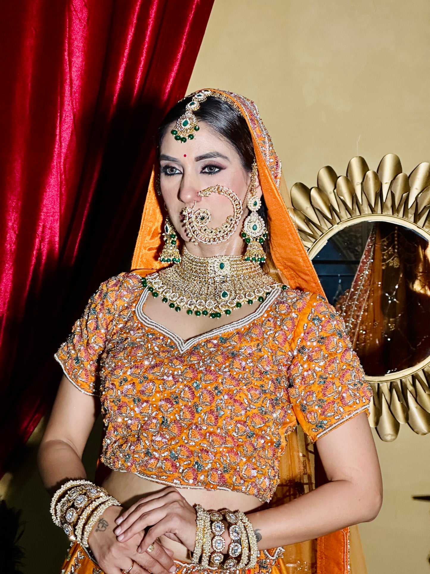 bridal Lahnga orange