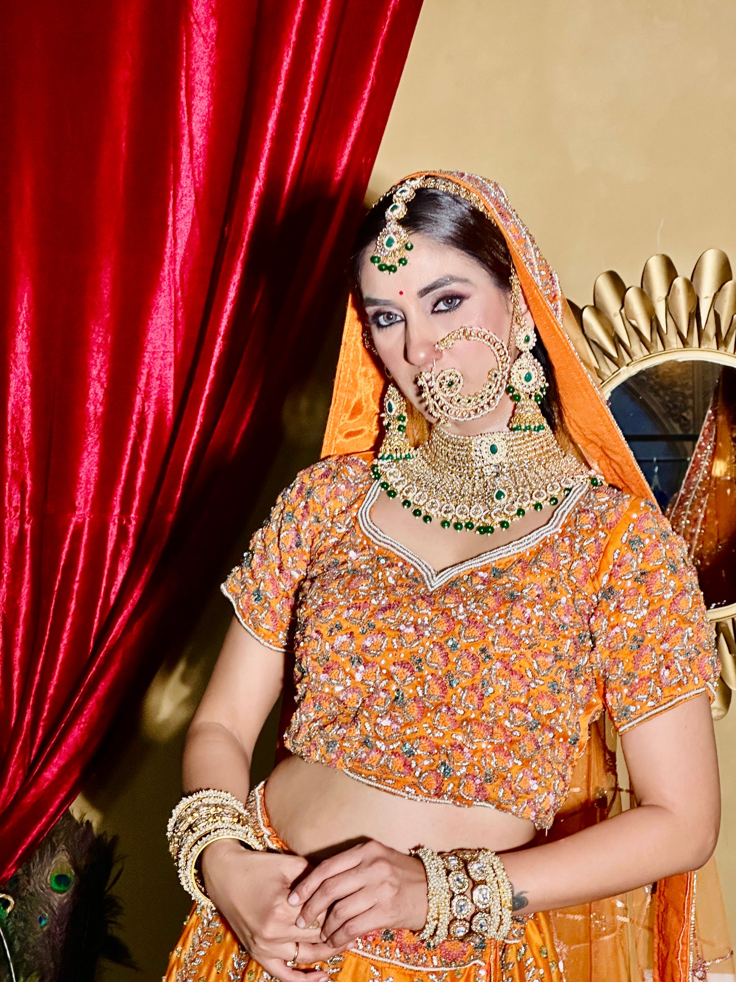 bridal Lahnga orange